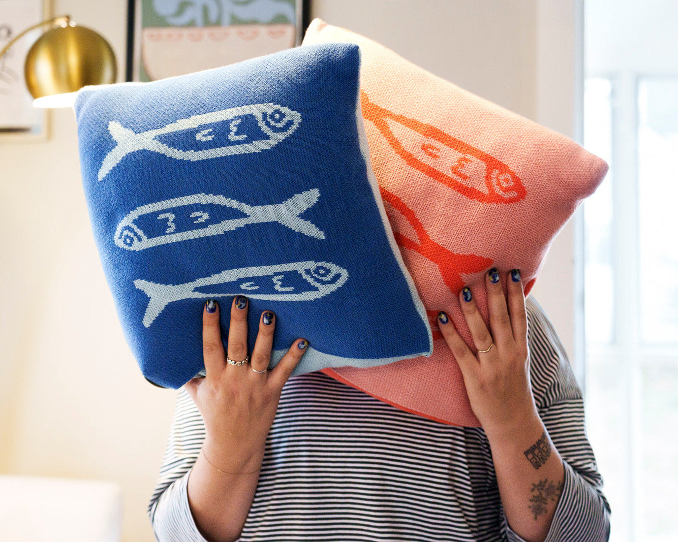 Cool Sardine Knit Pillow