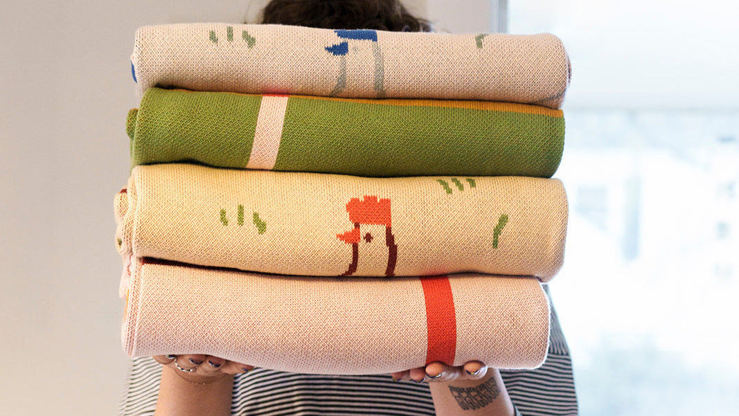 Green Grid Knit Blanket