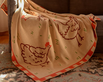 Field of Hens Knit Blanket