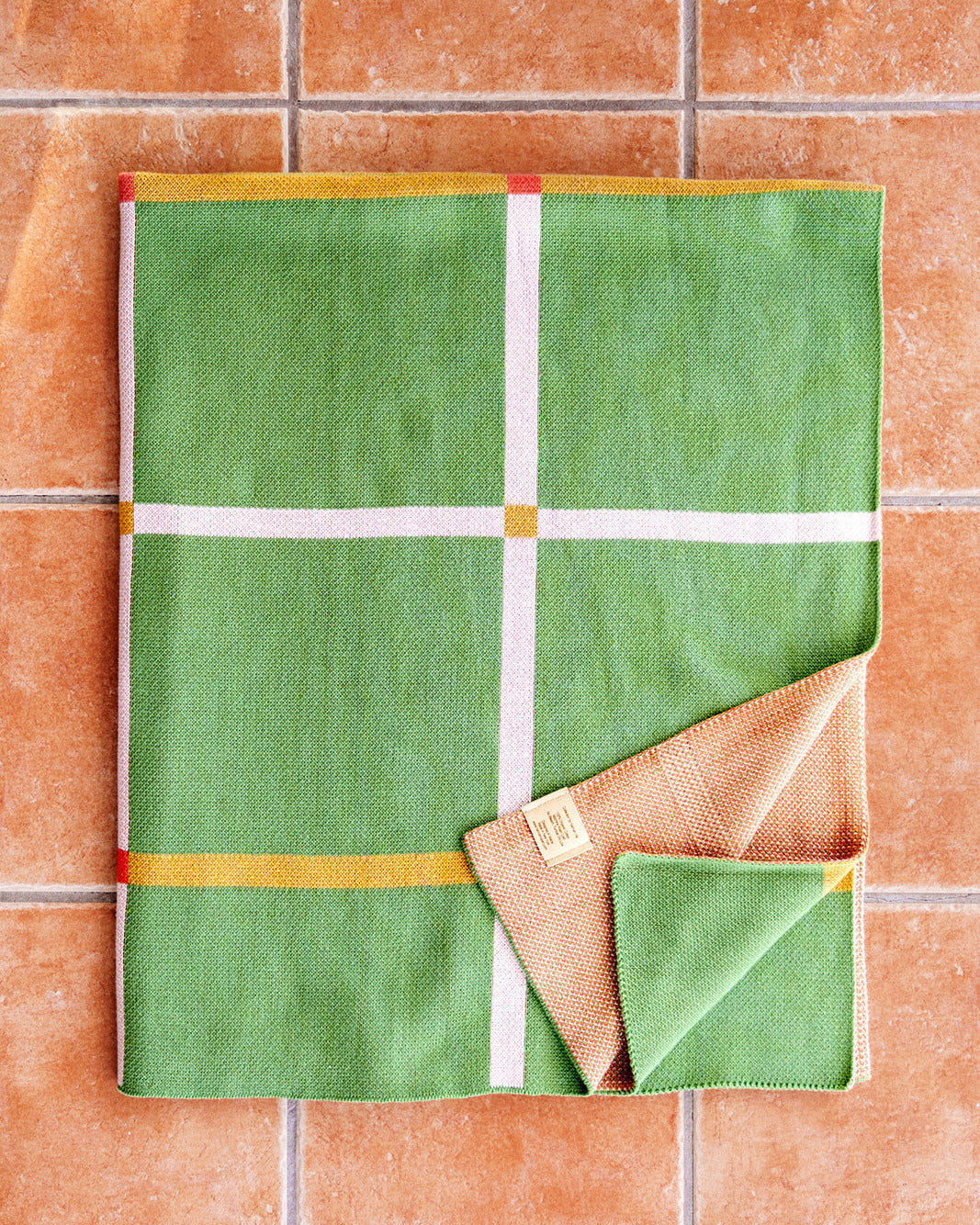 Green Grid Knit Blanket