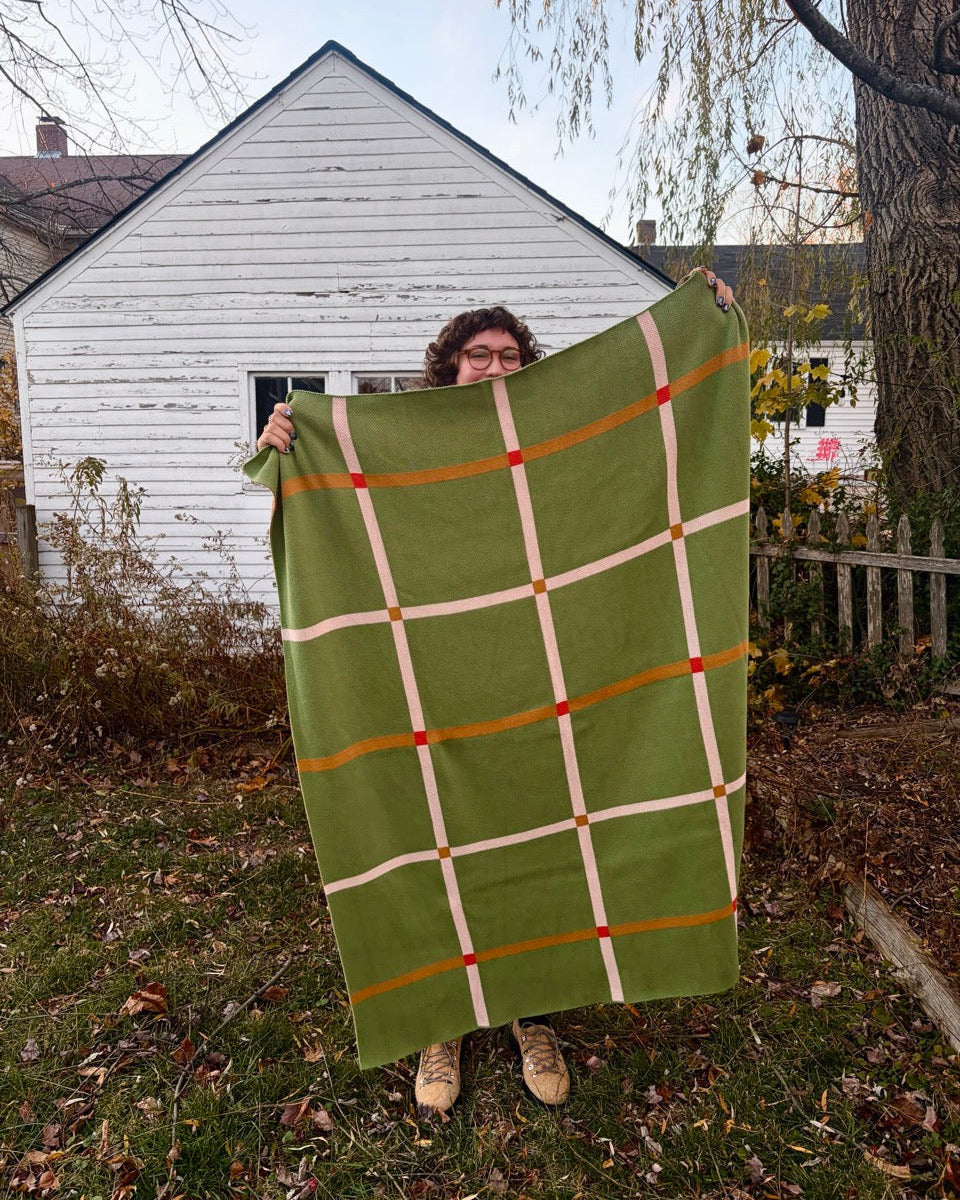 Green Grid Knit Blanket