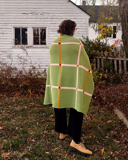 Green Grid Knit Blanket